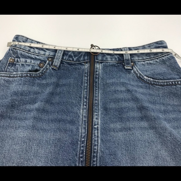 Free People mini skirt denim jean zipper size 2 or 26 - Picture 10 of 11